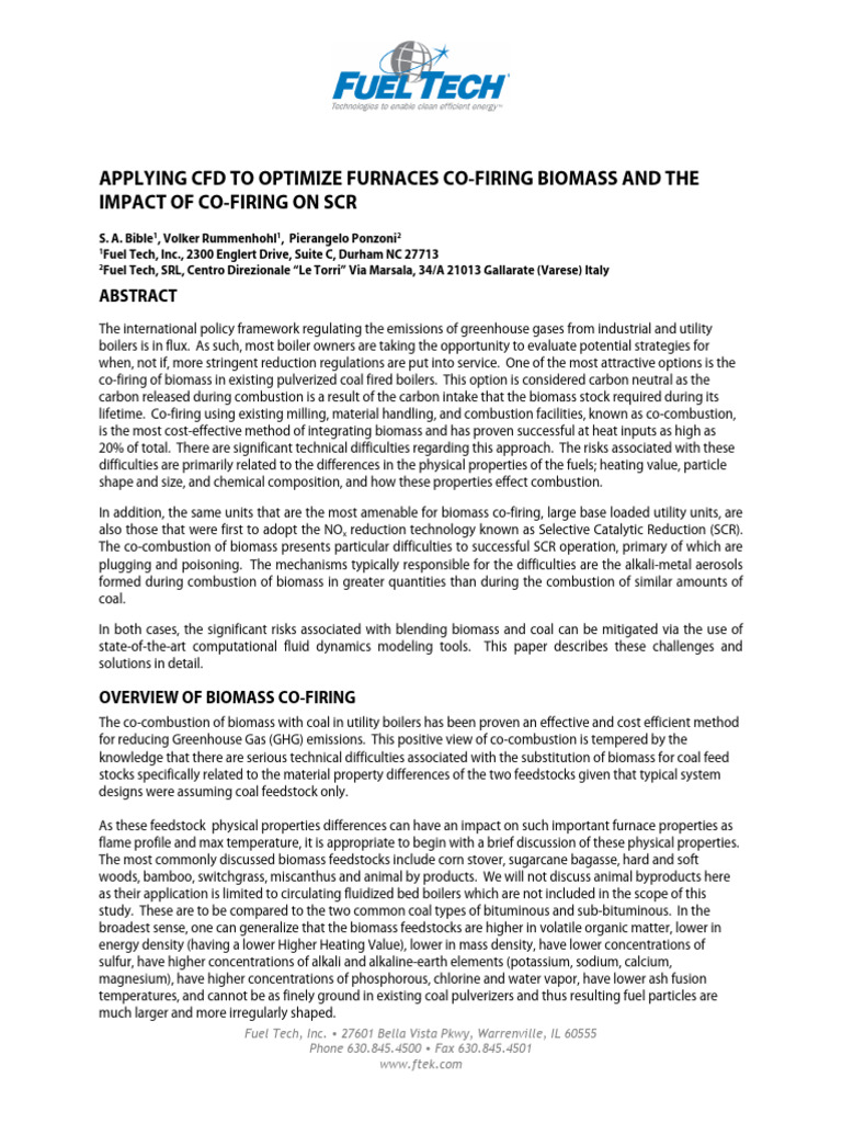 Optimizing Biomass Co-Firing in Boilers | PDF | Combustion | Coal