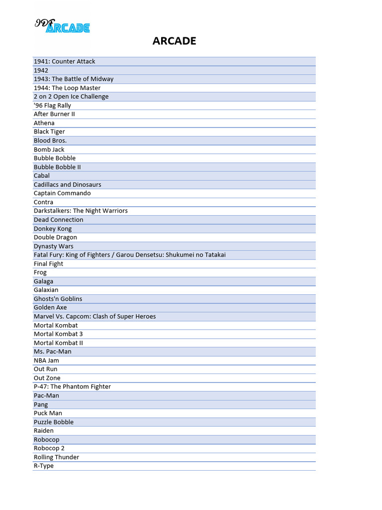 Arcade Game Titles Compilation | PDF | Pokémon | Mario