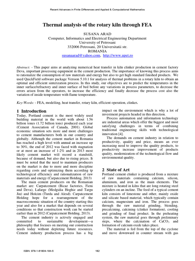 Thermal Analysis of Rotary Kiln FEA | PDF | Finite Element Method | Cement