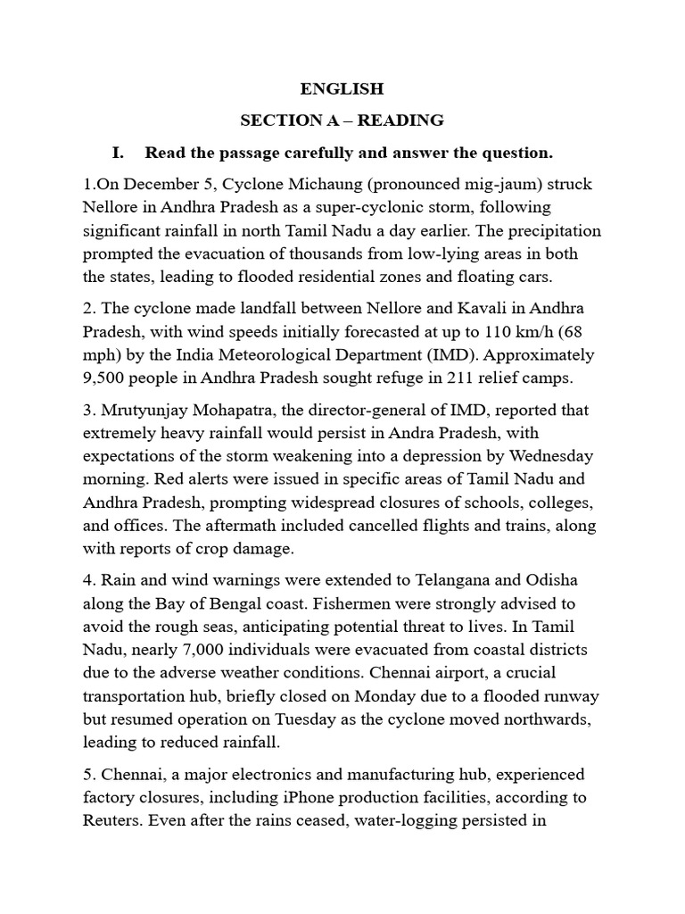 ENGLISH QUESTION PAPER | PDF | Pollination | Bees