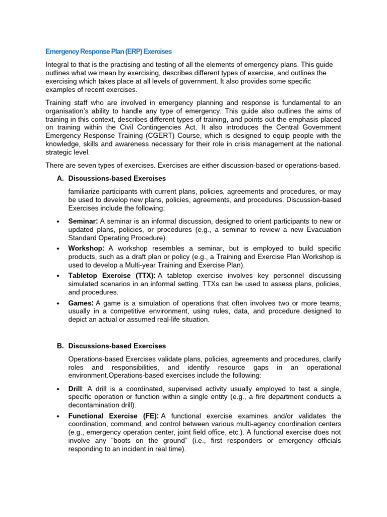 Emergency Response Plan | PDF | Emergency Management | Emergency