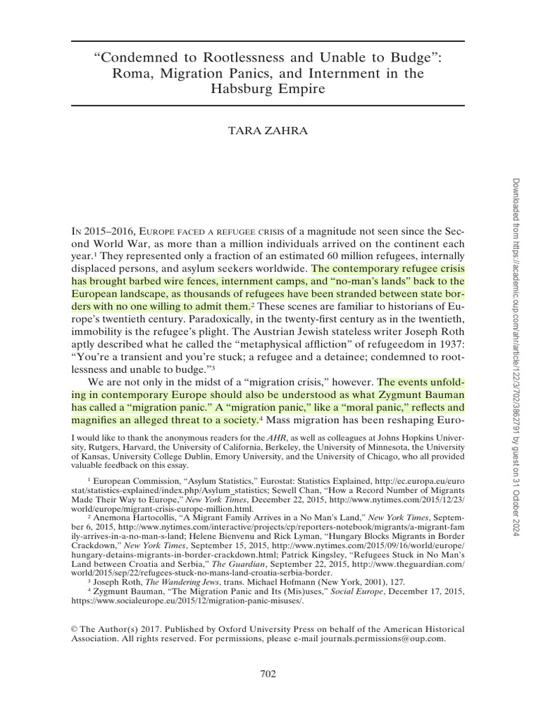 Condemned To Rootlessness and Unable To Budge | PDF | Romani People ...