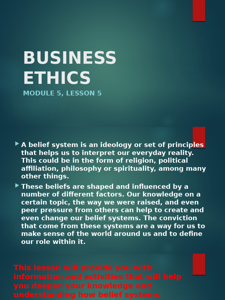 Business Ethics Lesson 5 for Students | PDF | Noble Eightfold Path | Faith