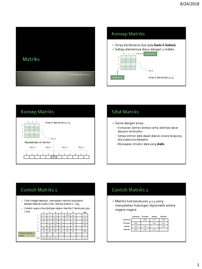 Struktur dan Pengolahan Matriks Dua Dimensi | PDF