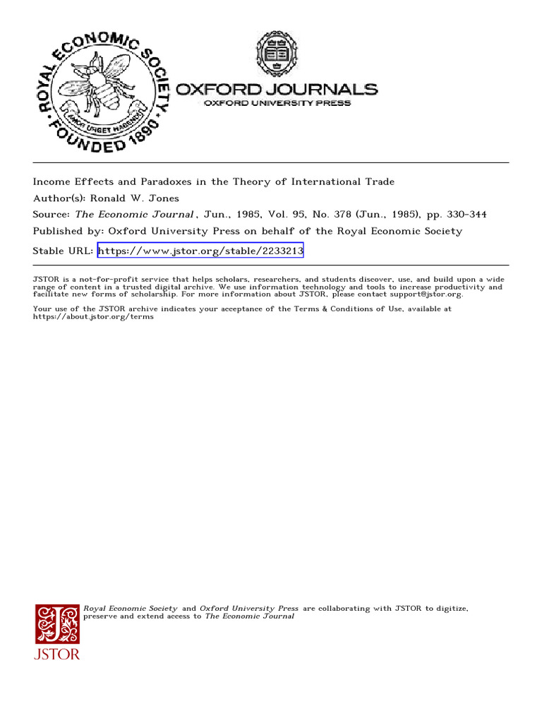 Income Effects in International Trade | PDF | Tariff | Demand