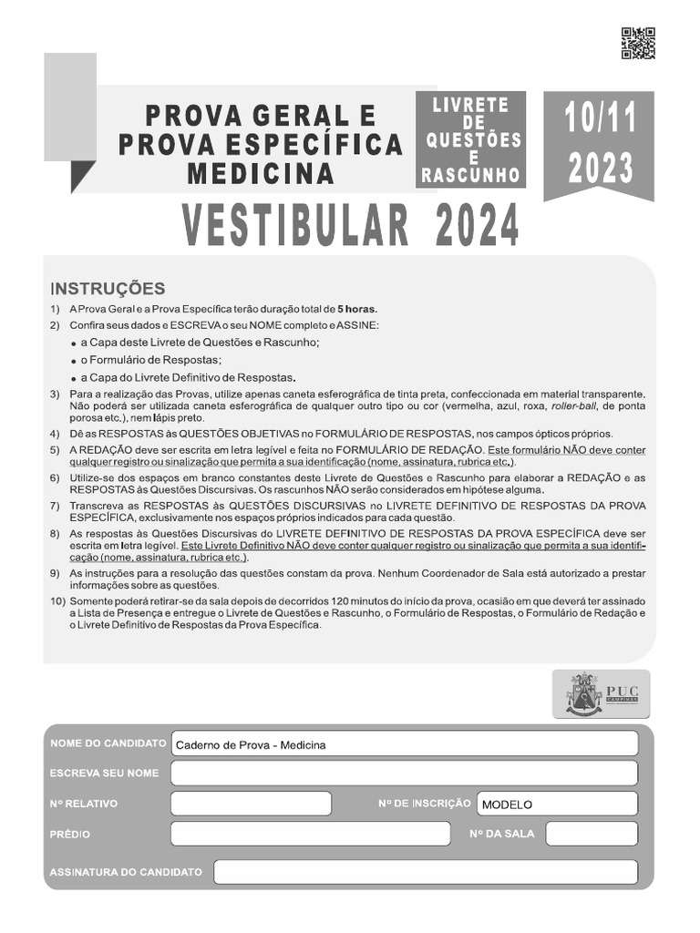 Prova Geral Medicina Vestibular 2024 | PDF