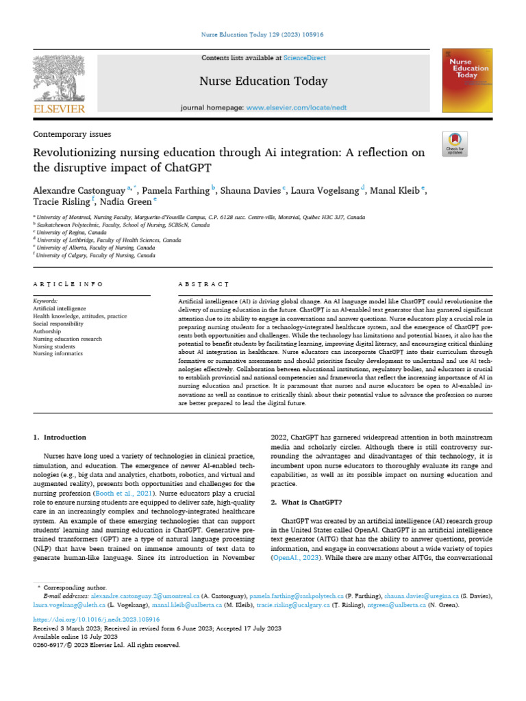 Revolutionizing Nursing Education Through Ai Integration - A Reflection ...