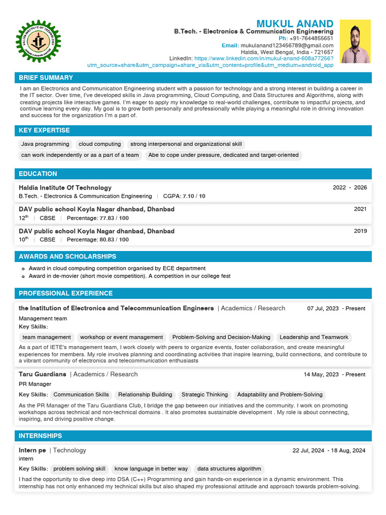 Mukul Anand Resume 2025 | PDF | Computing