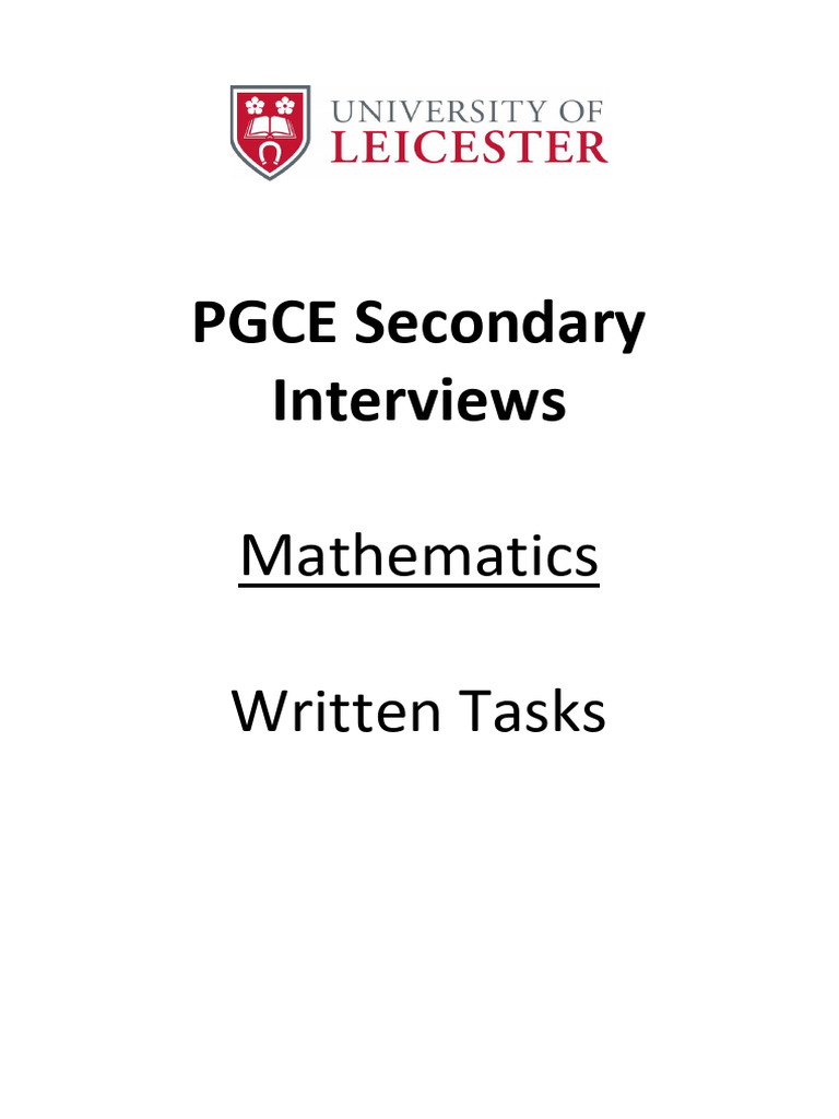 PGCE Secondary Math Interview Tasks | PDF | Mathematics | Cognition