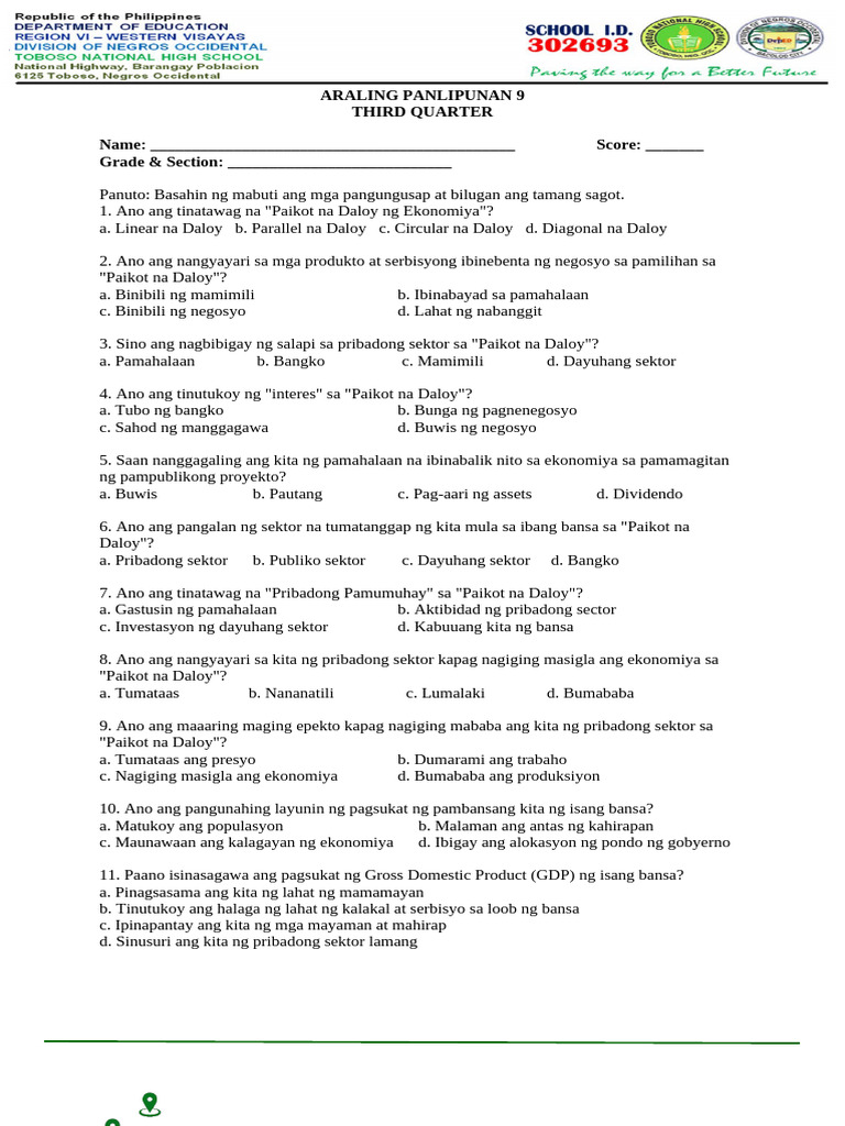 Ap 9 Q3 Test | PDF