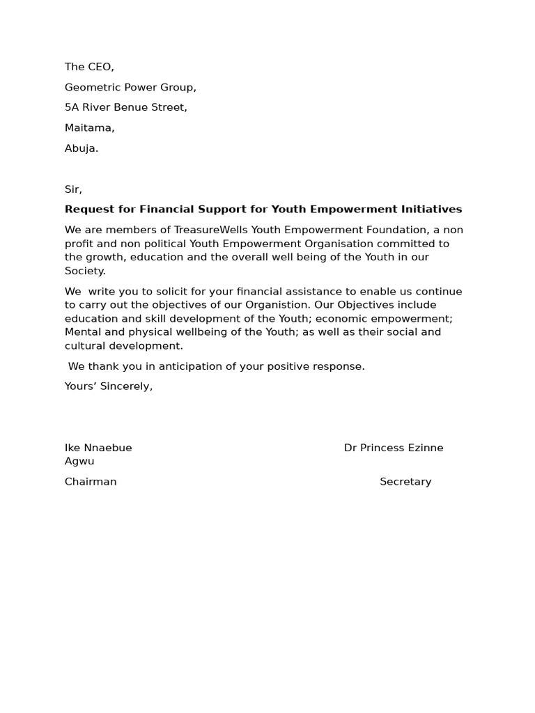 Request for Youth Empowerment Funding | PDF