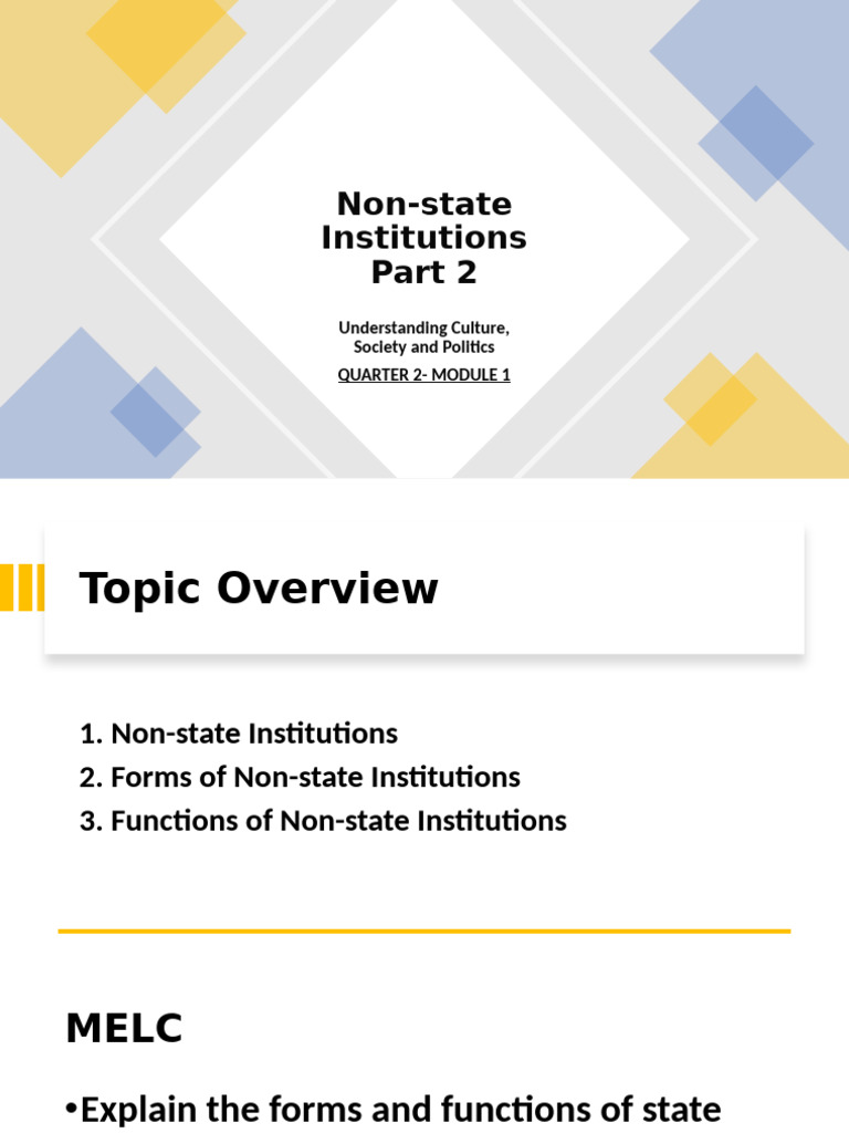Non-State Institutions: Types and Functions | PDF | Banks | United ...