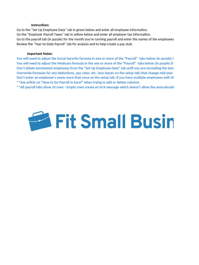 Employee Payroll Setup Instructions | PDF | Payroll Tax | Payroll