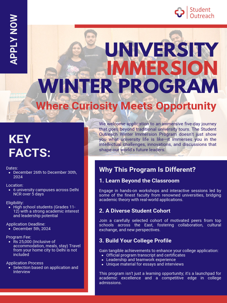 Student Outreach University Winter Immersion Program - Dec 26th - Dec ...