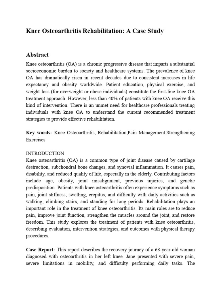 Knee OA Rehabilitation Case Study | PDF | Osteoarthritis | Knee