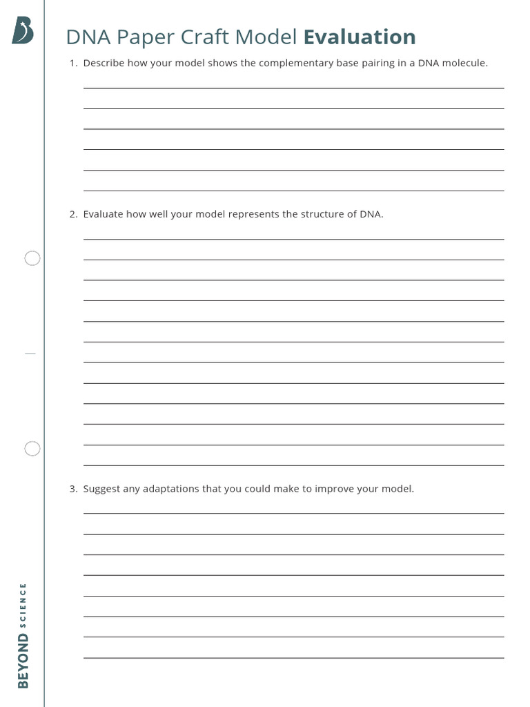 DNA Paper Craft Model Evaluation Guide | PDF