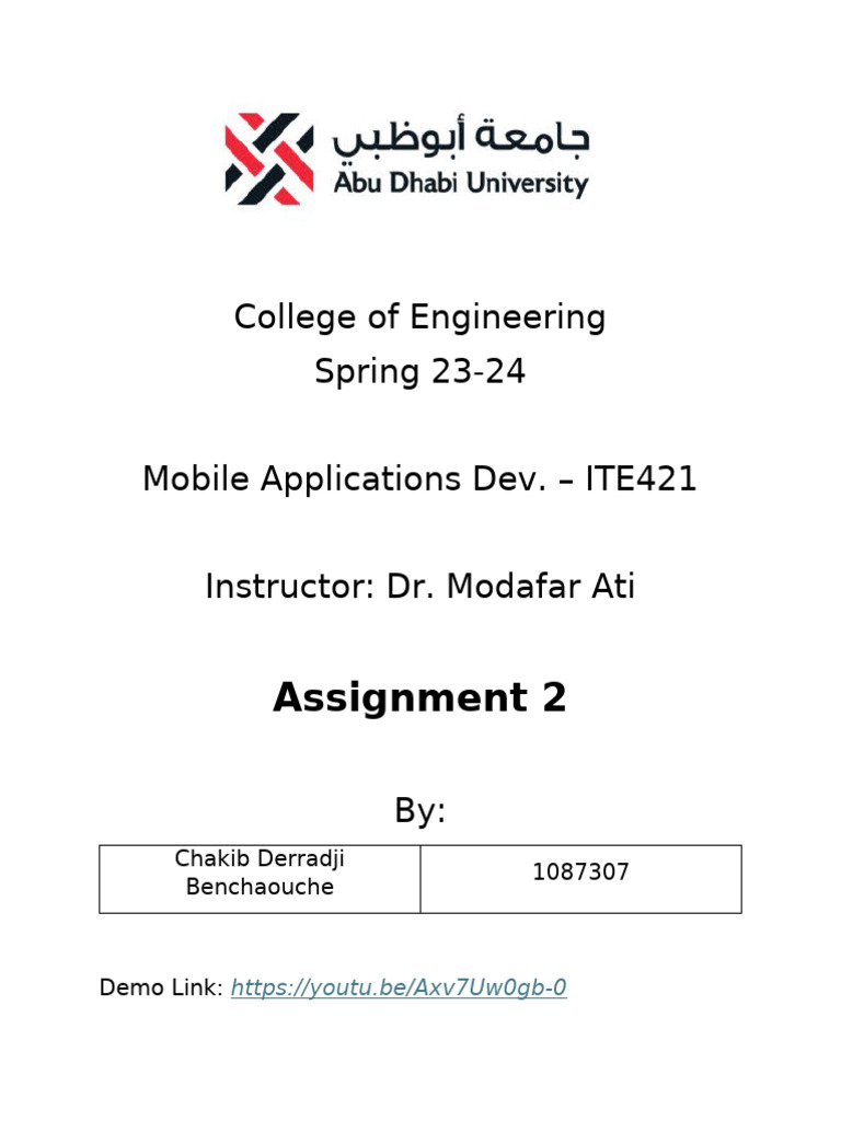 Mobile App Dev Assignment by Derradji | PDF