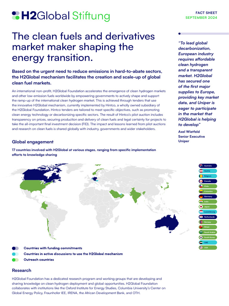 H2Global Foundation: Global Clean Hydrogen Initiative | PDF | Climate ...