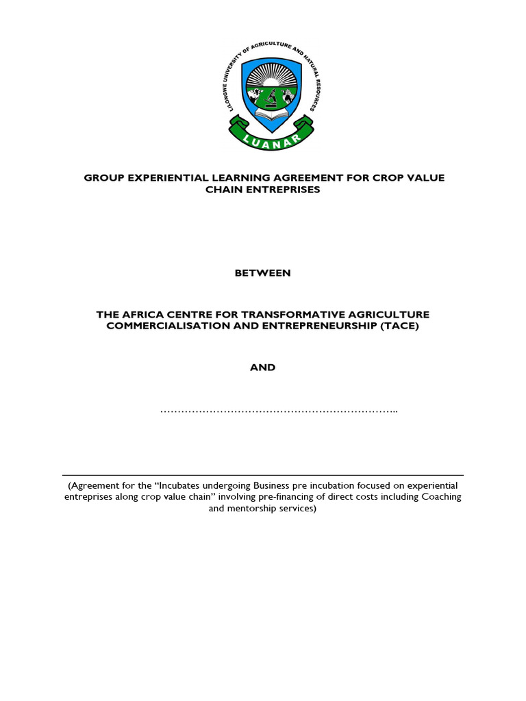Youth Agribusiness Incubation Agreement | PDF | Economies | Business