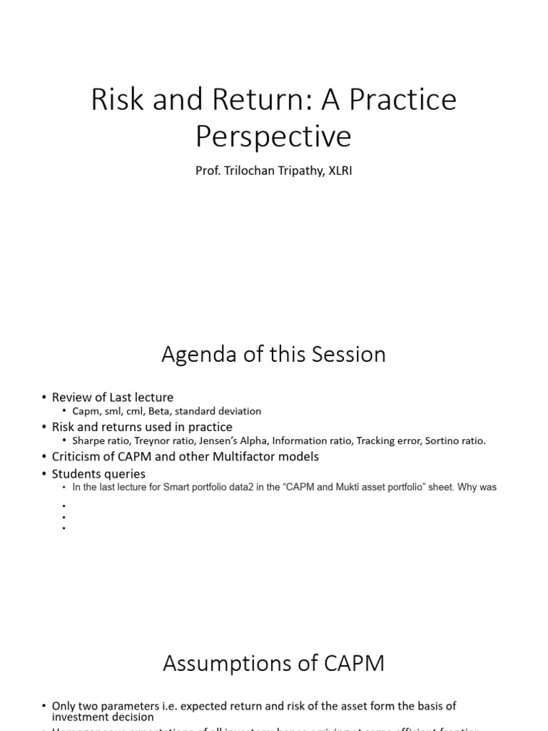 CAPM and Portfolio Risk Analysis | PDF | Capital Asset Pricing Model ...