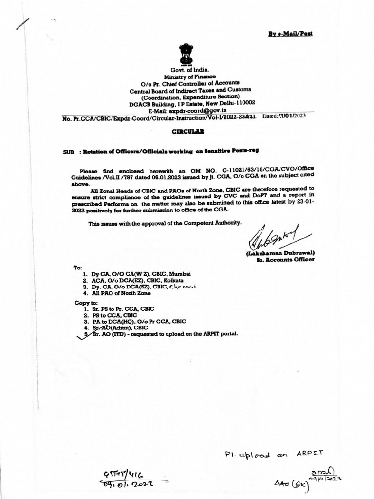 Circular For Rotation of Officers and Officials 09012023 | PDF