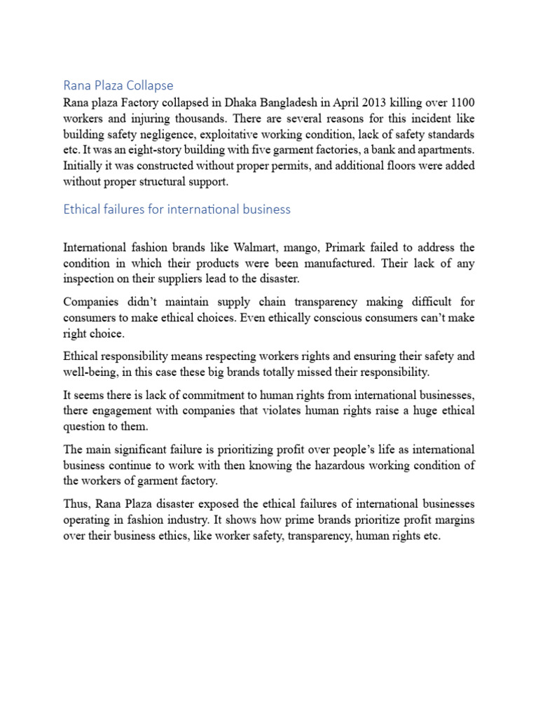 Ethical Failures in Rana Plaza Collapse | PDF