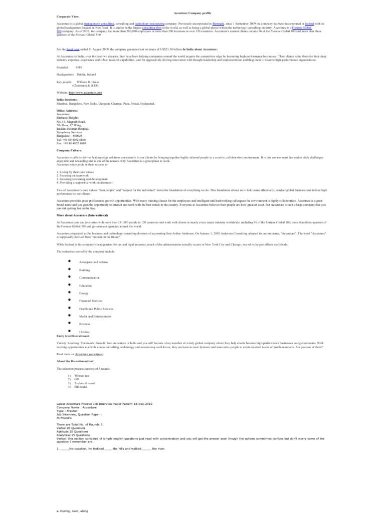 Accenture Company Profile and Papers | PDF | Microprocessor ...