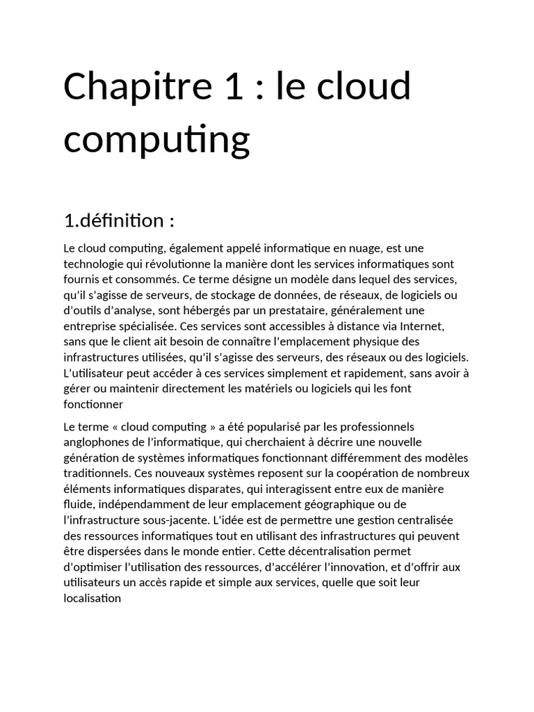 Introduction au Cloud Computing | PDF | Cloud computing | Informatique