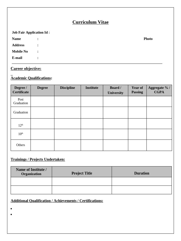 CV Format for Job Applications | PDF