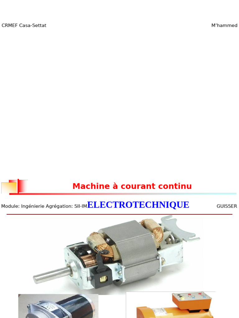 Machine à Courant Continu : Fonctionnement et Composants | PDF | Champ ...