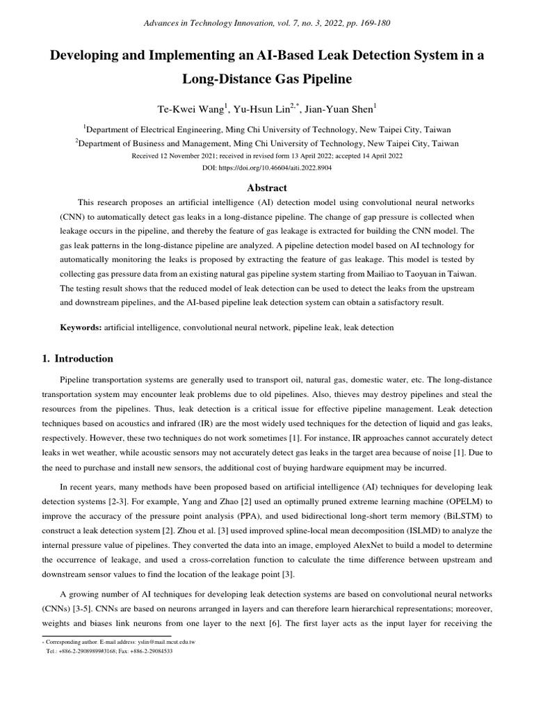 AI-Based Leak Detection in Gas Pipelines | PDF | Leak | Applied Mathematics