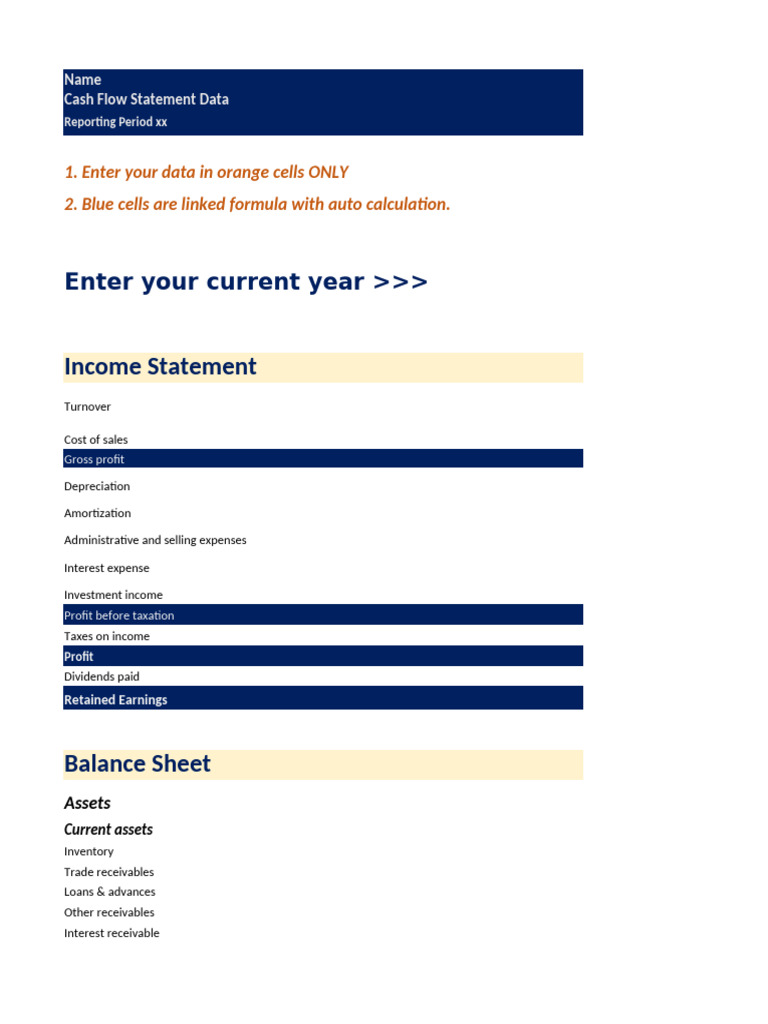 Cash Flow Statement Template 2024 | PDF | Book Value | Depreciation