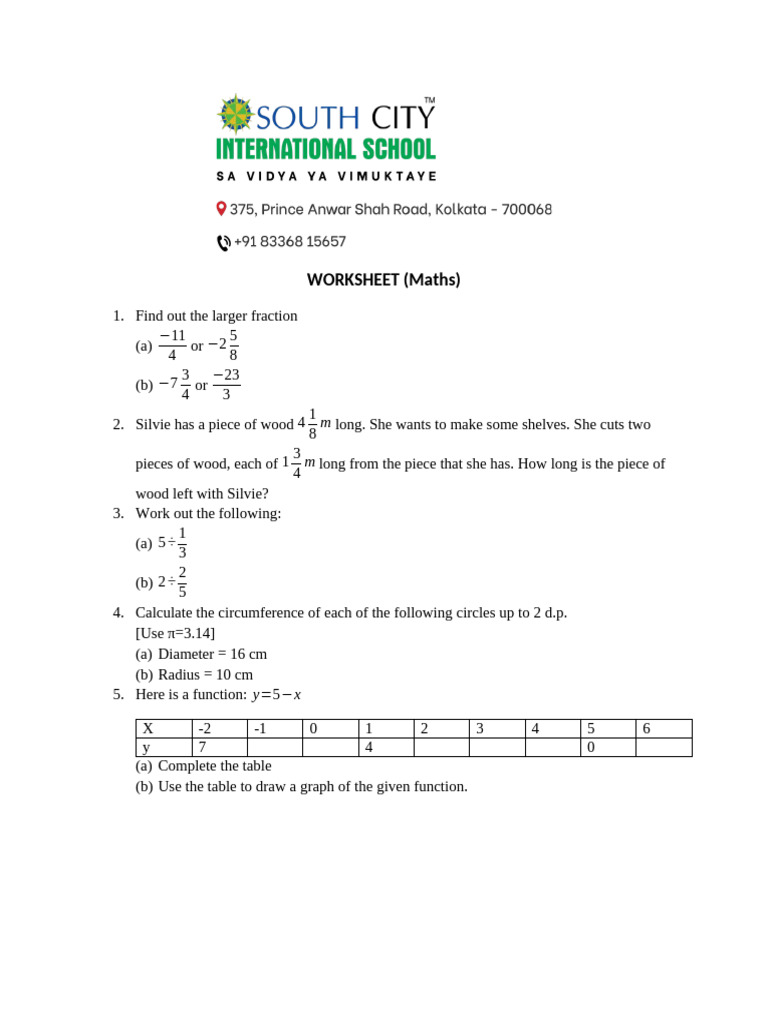 WORKSHEET Maths | PDF