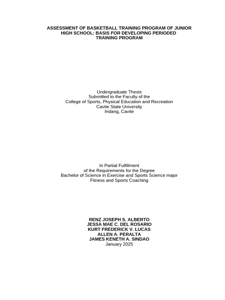 Junior High Basketball Training Assessment | PDF | Strength Training ...