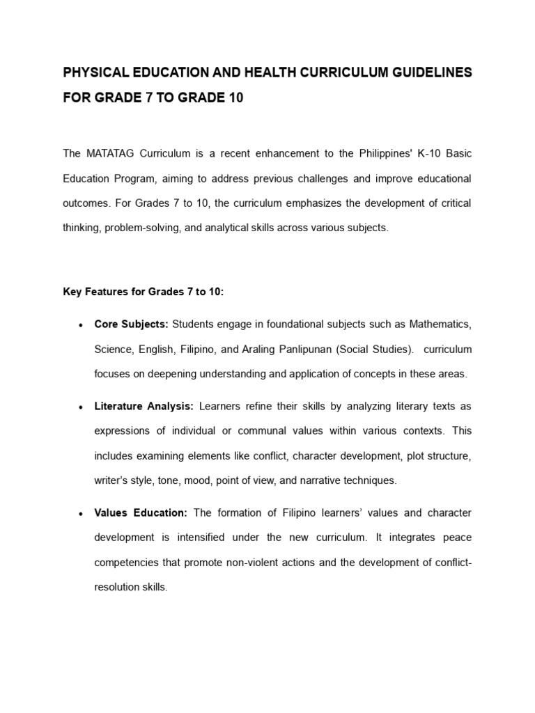 MATATAG PE & Health Curriculum Guide | PDF | Physical Education ...