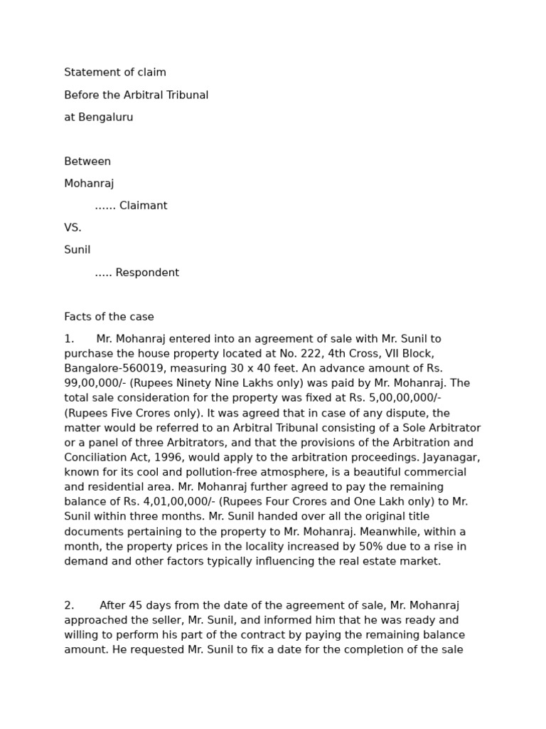 ADR - Advocate For Claimant | PDF | Arbitration | Arbitral Tribunal