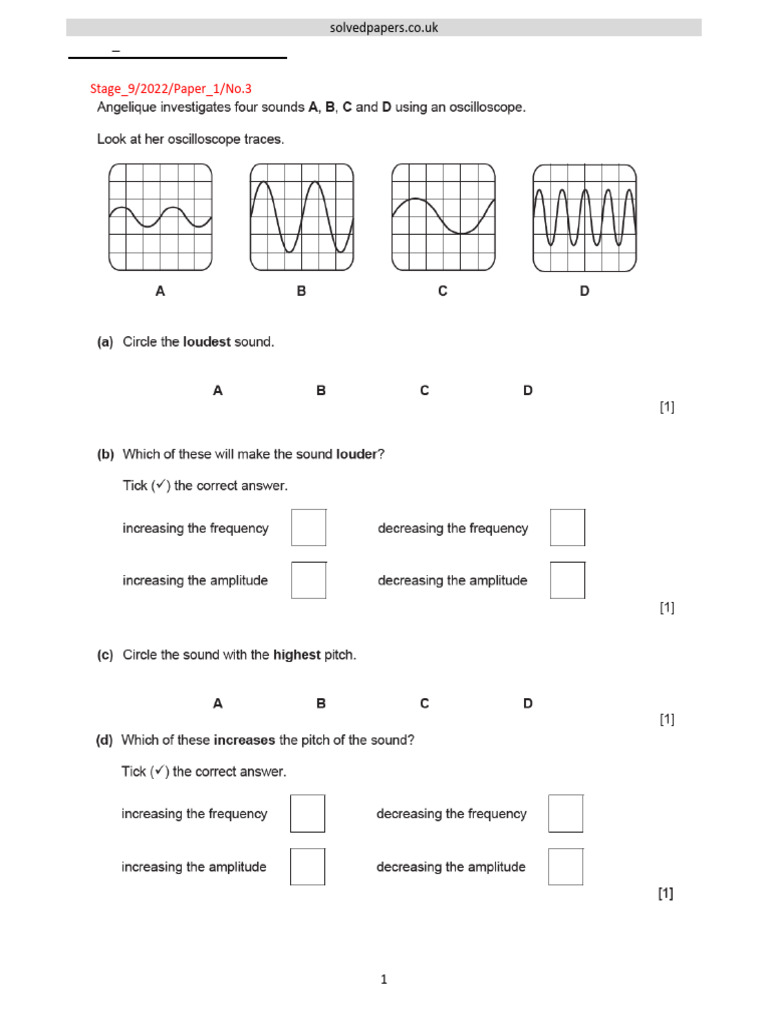 Sound Worksheet Year 9 | PDF