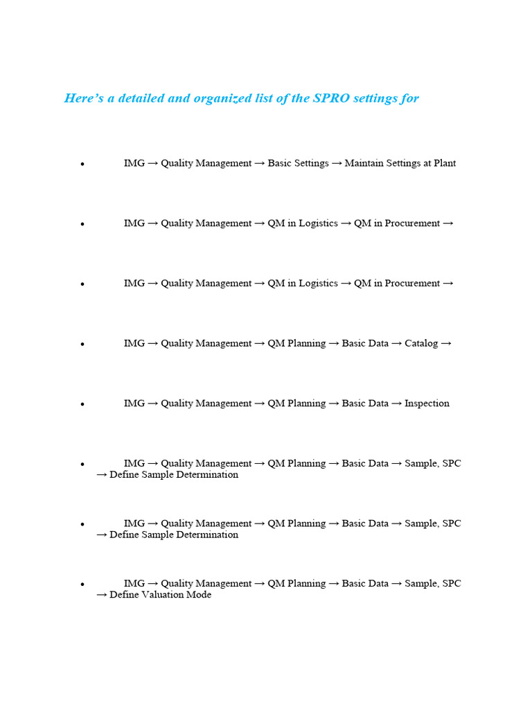 SAP QM Configuration Steps Overview | PDF | Quality Management