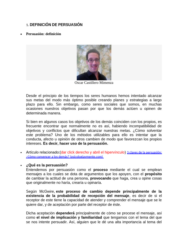 Definición y Claves de la Persuasión | PDF | Persuasión | Hablar en público