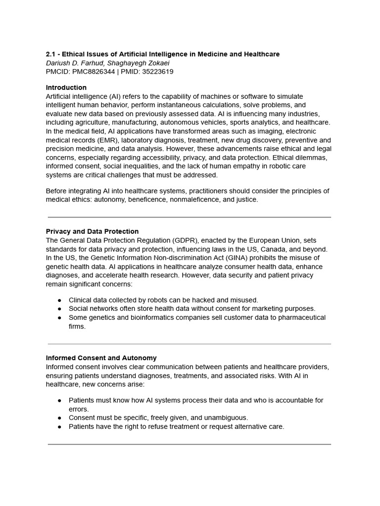 Ethical AI in Healthcare Challenges | PDF | Artificial Intelligence ...