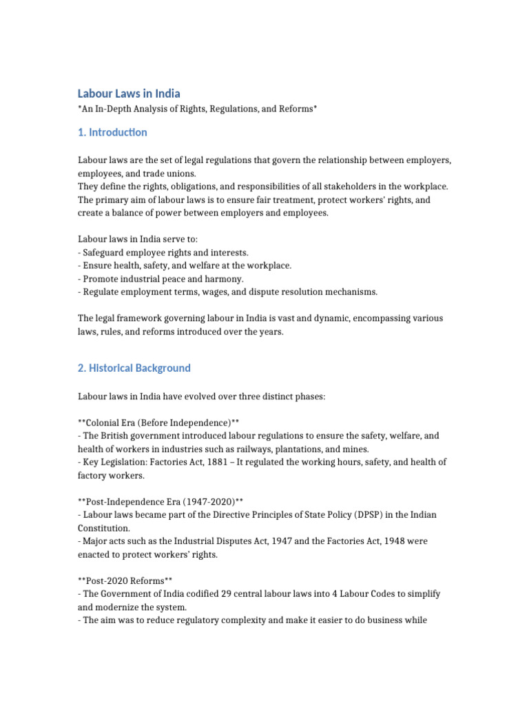 Labour Laws in India | PDF | Labour Law | Employment