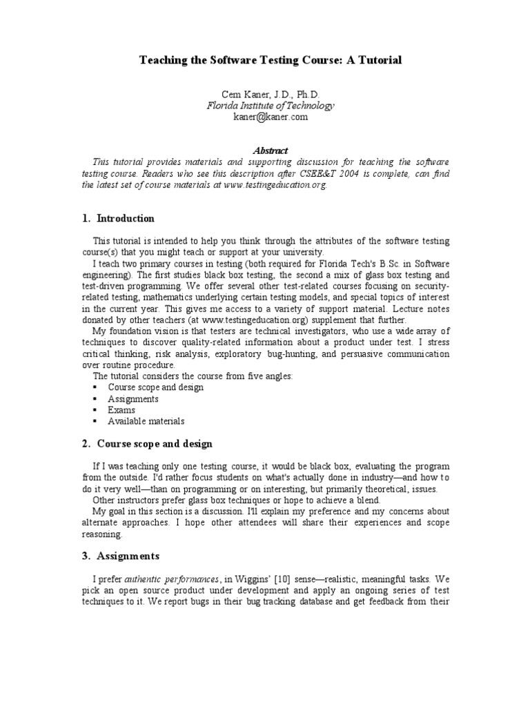 Teaching SW Testing | PDF