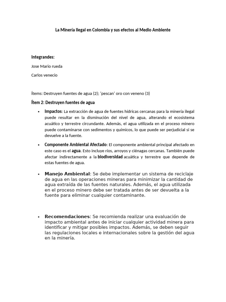 Consecuencias de la minería ilegal en Colombia | PDF | Agua | Minería