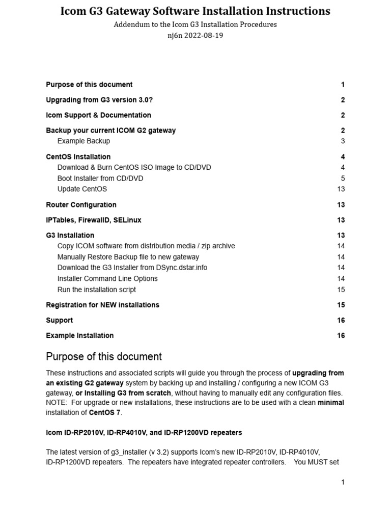 Icom G3 Gateway Installation Guide | PDF | Port (Computer Networking ...