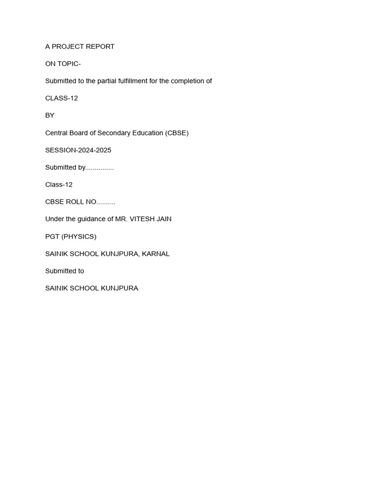 Class 12 Project Report Submission | PDF