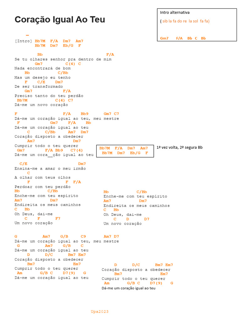 Letra Da Música Coração Igual Ao Teu Pdf