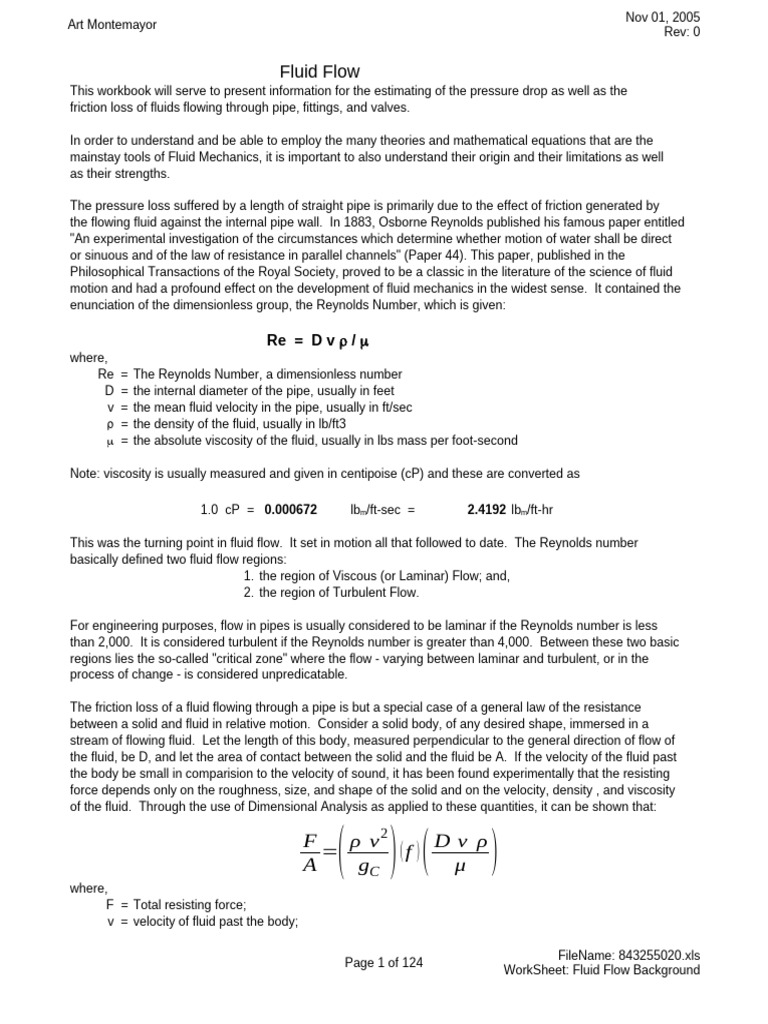 Fluid Flow Pressure Drop Estimation | PDF | Reynolds Number | Fluid ...