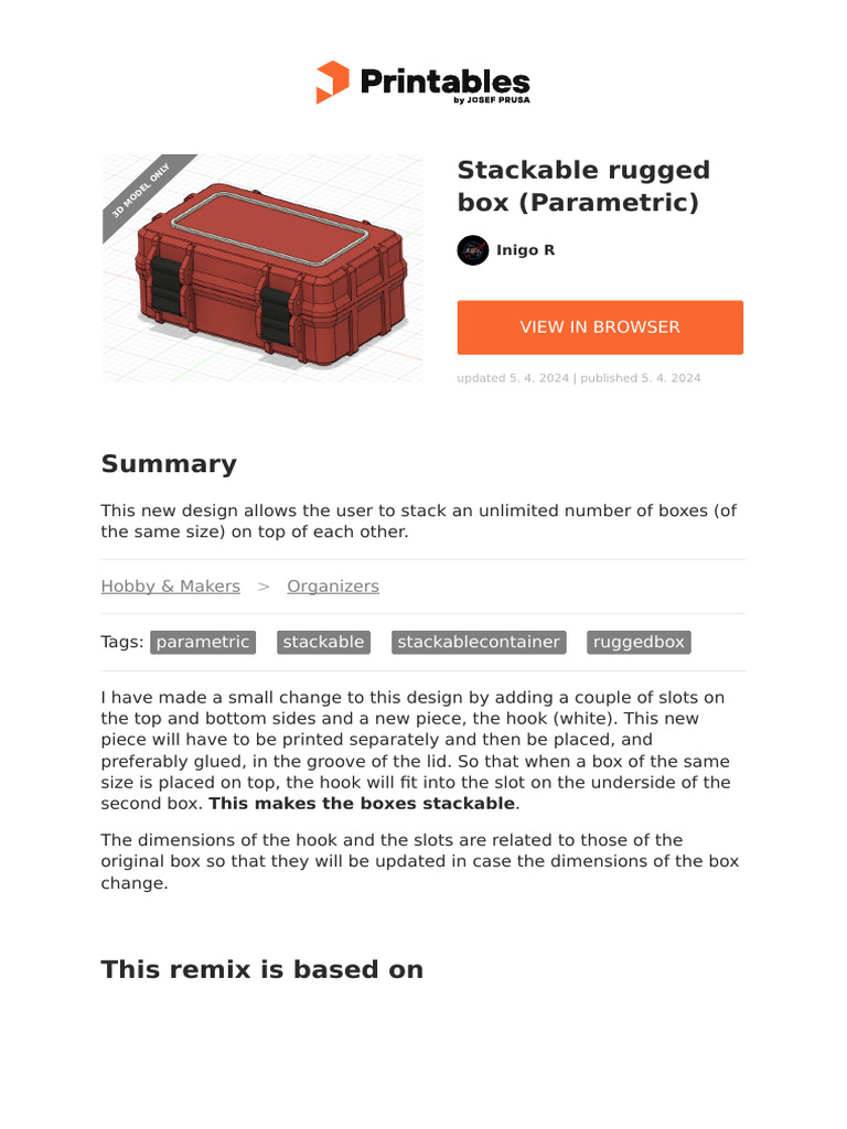 Stackable Rugged Box Parametric | PDF