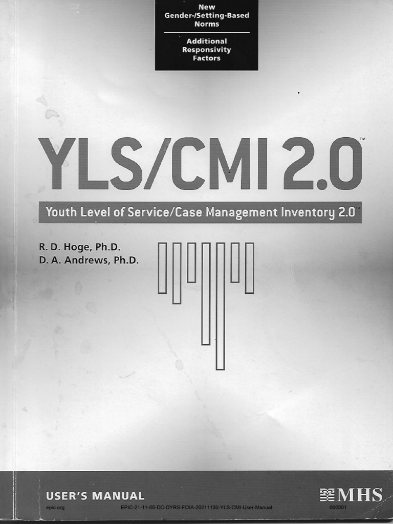 YLS/CMI 2.0 User Manual | PDF | Risk | Juvenile Delinquency