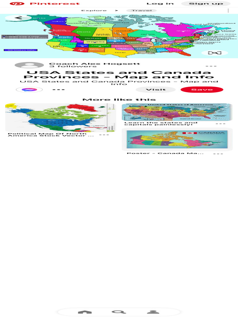 Map of The United States and Canadian Provinces USA States and Canada